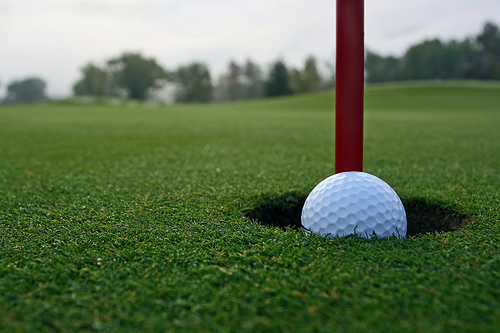 Golf Ball Dropping in Cup